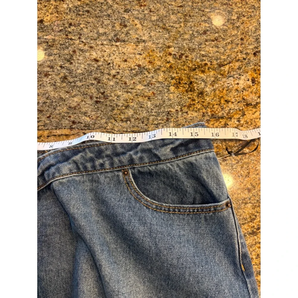 NWT Future Collective Kahlana Barfield Brown‎ Blue Denim Asymmetrical Skirt 8